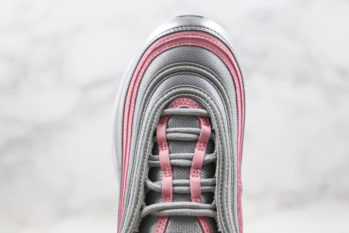 耐克Nike Air Max 97纯原版本全掌气垫跑鞋银粉色内置气垫原盒原标 货号：921522-021