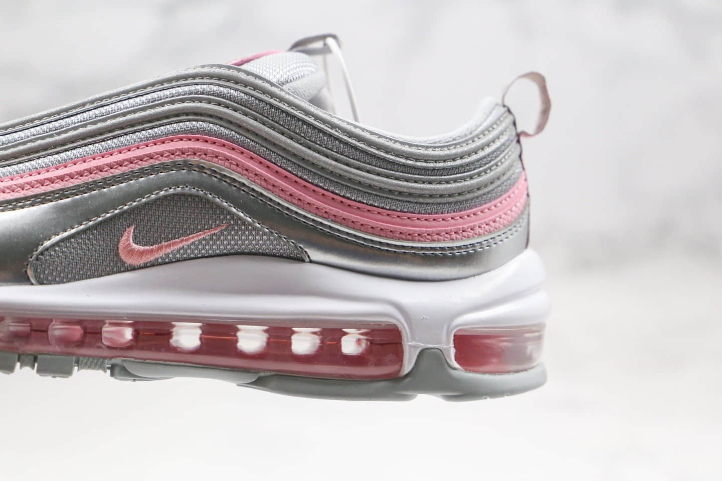 耐克Nike Air Max 97纯原版本全掌气垫跑鞋银粉色内置气垫原盒原标 货号：921522-021