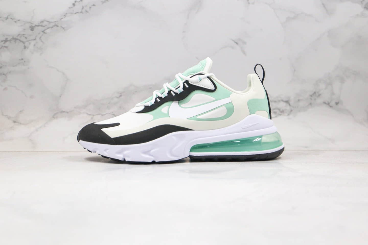 耐克Nike Air Max 270 React纯原版本气垫跑鞋白绿色独立私模区别市面通货版本 货号：CJ0619-012