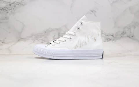 匡威CONVERSE Chuck 70公司级版本白敬亭同款高帮白色火焰帆布鞋原厂硫化大底 货号：168970C