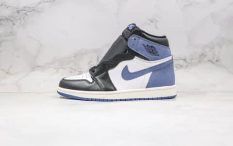 乔丹Air Jordan 1 High OG White Court Purple纯原版本高帮AJ1黑蓝色贪玩蓝月正确后跟定型原楦头纸板打造 货号：555088-115