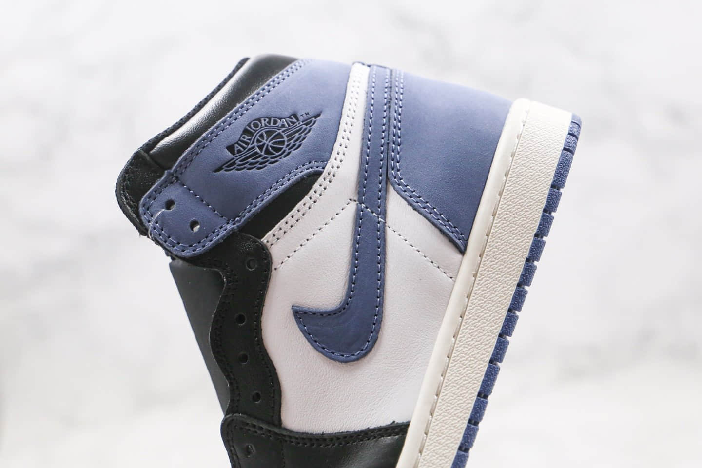 乔丹Air Jordan 1 High OG White Court Purple纯原版本高帮AJ1黑蓝色贪玩蓝月正确后跟定型原楦头纸板打造 货号：555088-115