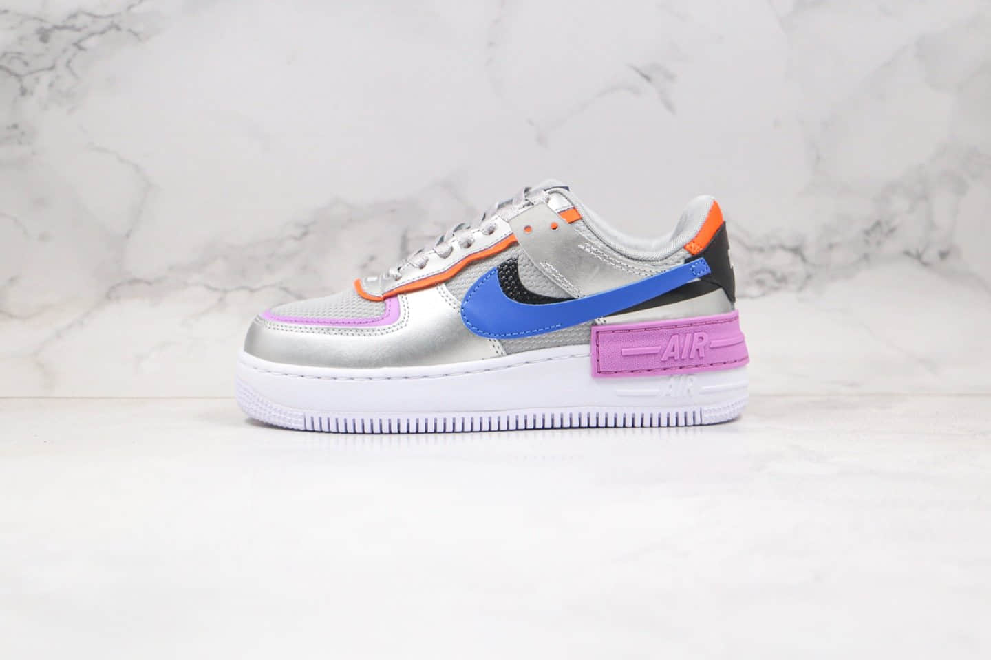 耐克Nike WMNS Air Force 1 Shadow纯原版本马卡龙解构银蓝紫色原盒原标正确鞋面材质 货号：CW6030-001