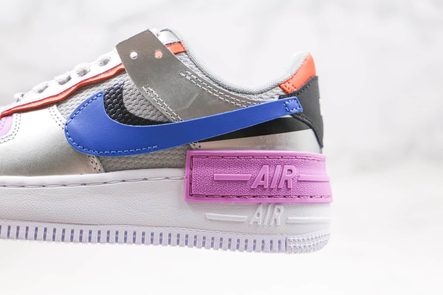 耐克Nike WMNS Air Force 1 Shadow纯原版本马卡龙解构银蓝紫色原盒原标正确鞋面材质 货号：CW6030-001