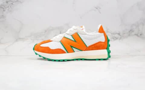 新百伦New Balance 327纯原版本皮面橙白绿色NB327复古慢跑鞋原盒原标 货号：WS327CBB