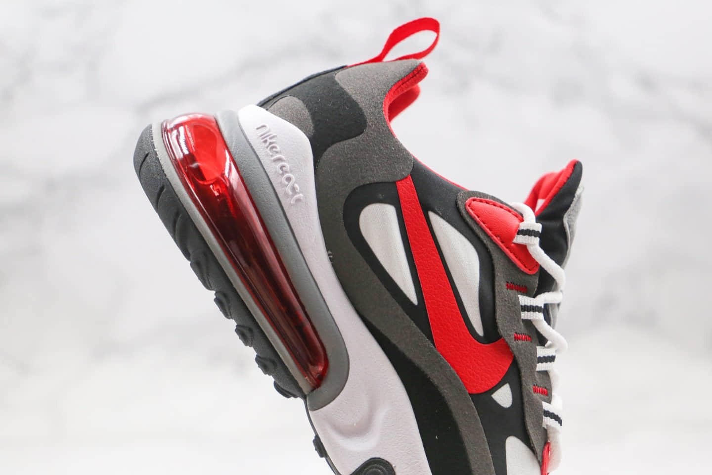 耐克Nike Air Max 270 React BAUHAUS纯原版本半掌气垫Max270灰红色气垫鞋原楦头纸板打造 货号：CI3866-002