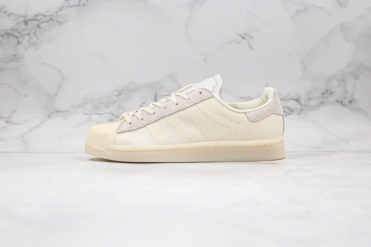 阿迪达斯adidas Originals SUPERSTAR x Eason陈奕迅联名款纯原版本贝壳头米白色帆布板鞋原盒原标 货号：FX8116