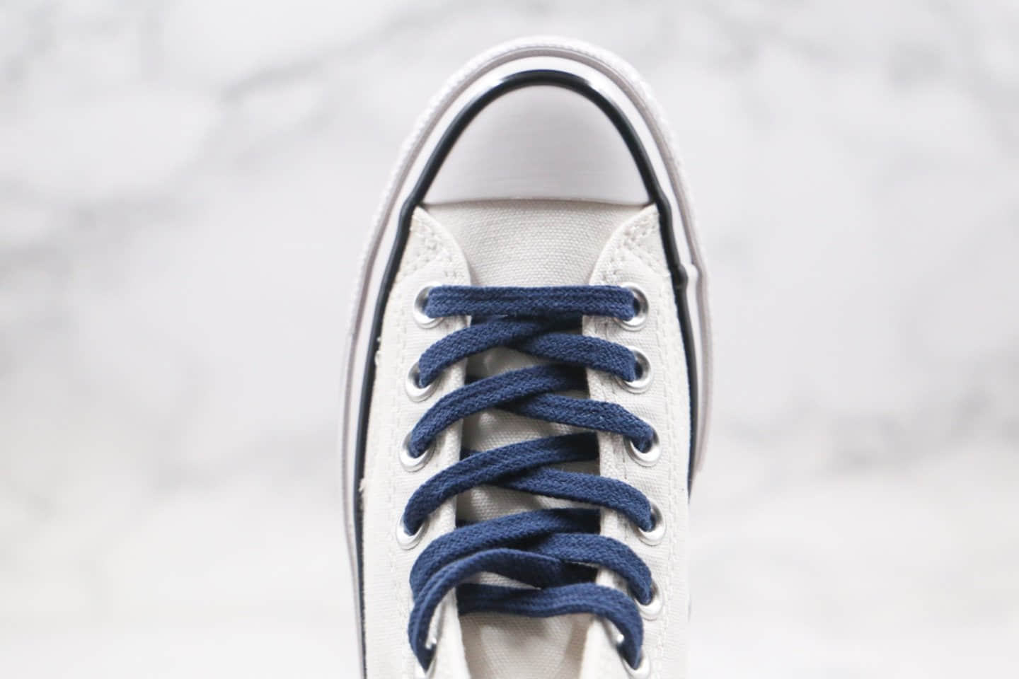 匡威Converse x Fragment Design x Sacai公司级版本三方联名款高帮白蓝色补丁铭牌缝线帆布鞋原厂硫化大底 货号：160329C