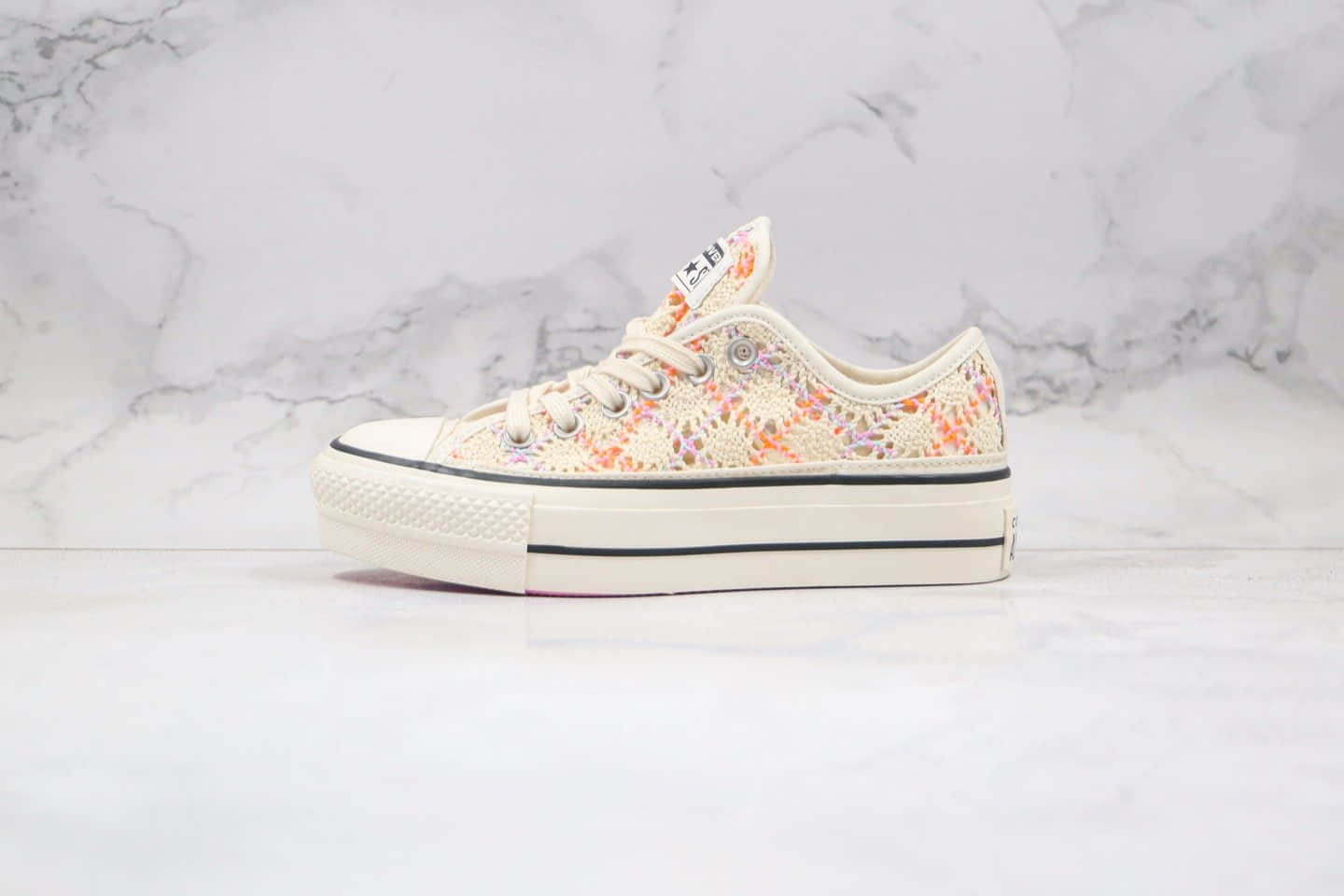 匡威Converse Chuck 70公司级版本低帮镂空厚底松糕鞋编织花配色原楦头纸板打造 货号：568278C