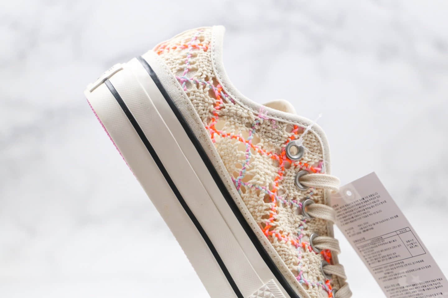 匡威Converse Chuck 70公司级版本低帮镂空厚底松糕鞋编织花配色原楦头纸板打造 货号：568278C