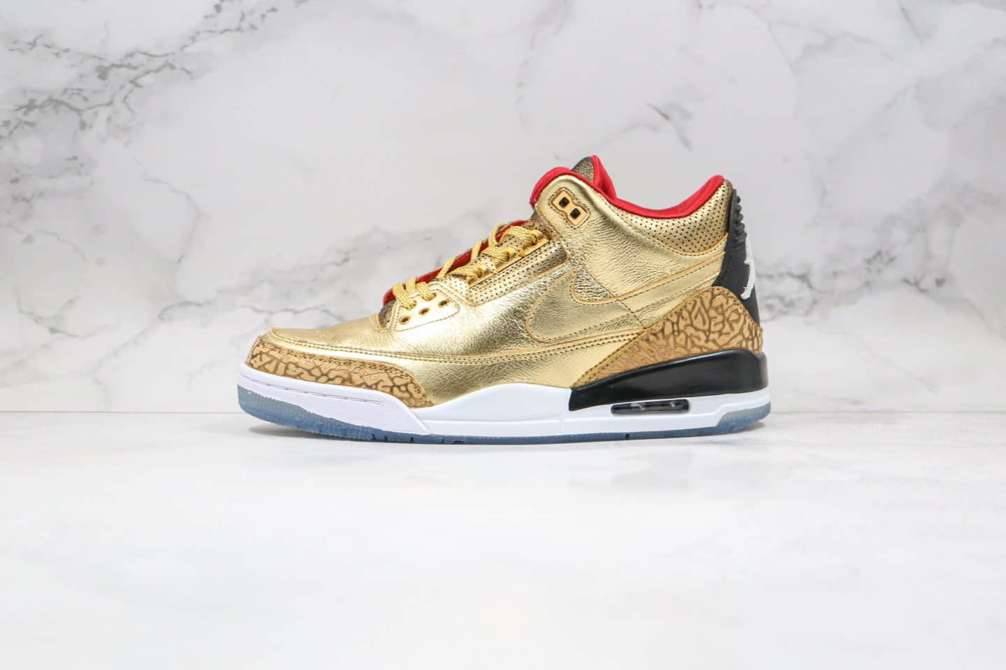 乔丹Air Jordan 3 Retro Luxury Gold Color Red SILK纯原版本奥斯卡小金人特别版AJ3土豪金色手稿原楦头纸板打造 货号：AJ3-933512