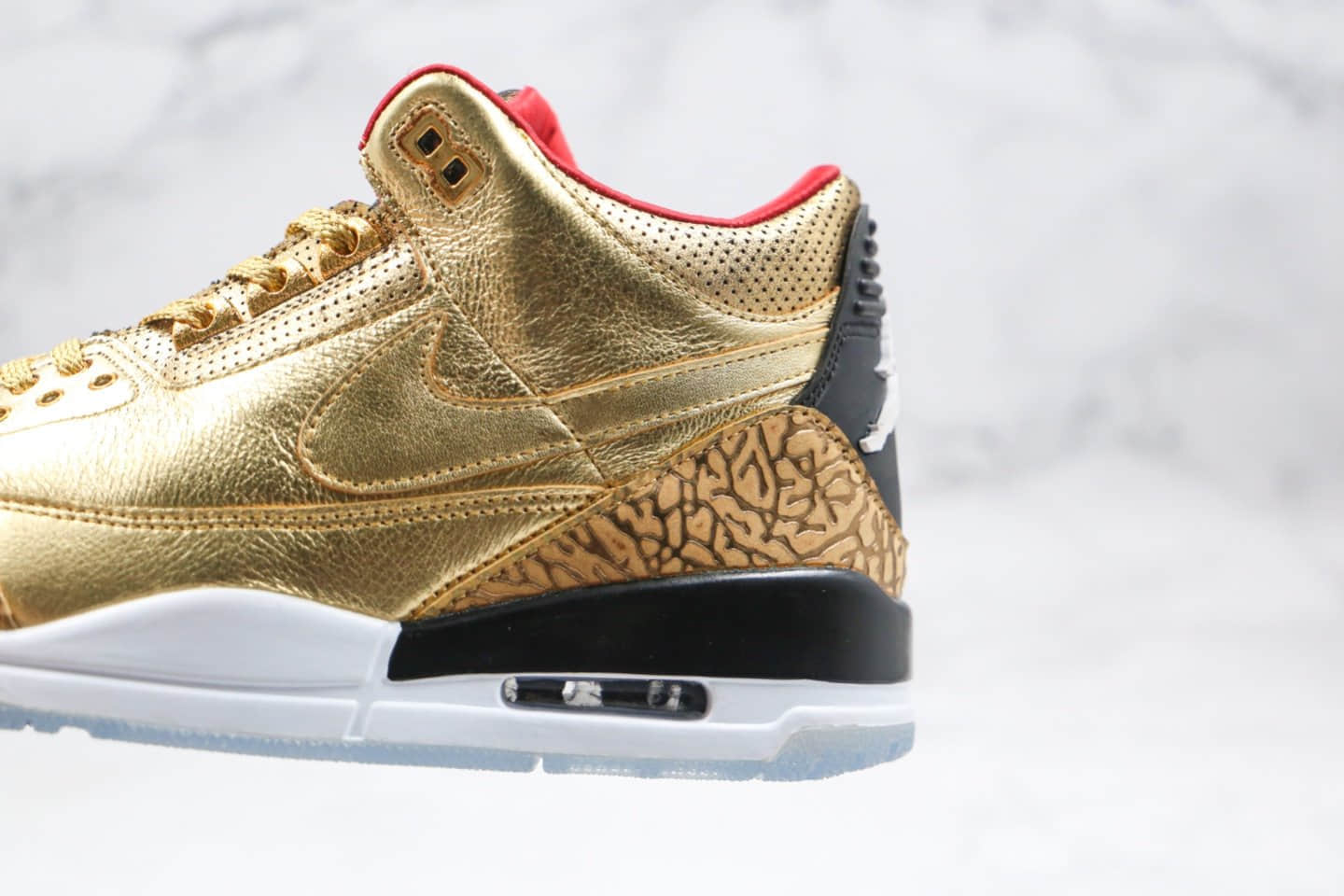 乔丹Air Jordan 3 Retro Luxury Gold Color Red SILK纯原版本奥斯卡小金人特别版AJ3土豪金色手稿原楦头纸板打造 货号：AJ3-933512