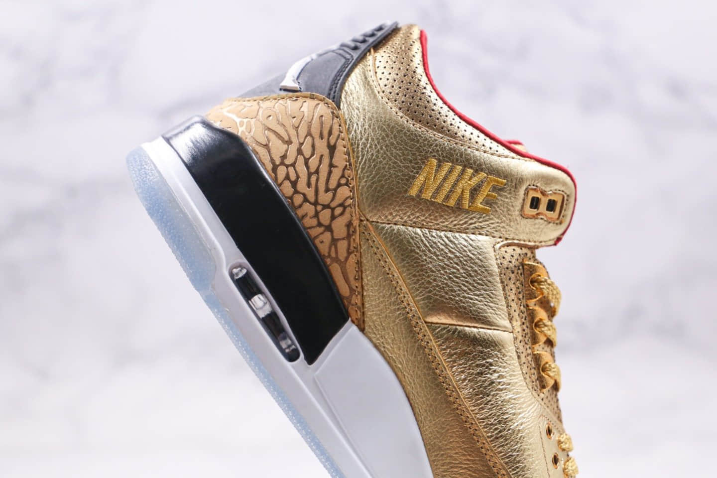 乔丹Air Jordan 3 Retro Luxury Gold Color Red SILK纯原版本奥斯卡小金人特别版AJ3土豪金色手稿原楦头纸板打造 货号：AJ3-933512