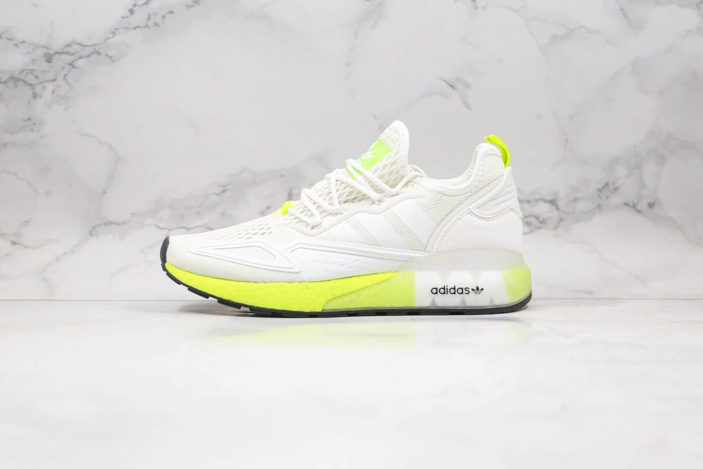 阿迪达斯Adidas Originals ZX 2K Boost纯原版本易烊千玺同款爆米花跑鞋白绿色真爆大底 货号：FW0480