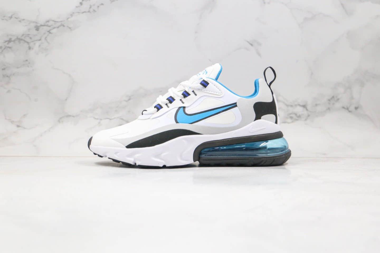 耐克Nike Air Max 270 React公司级版本机能半掌气垫跑鞋黑白蓝细节做工完全校准原鞋 货号：CT1280-101