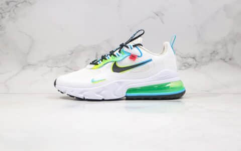 耐克Nike Air Max 270 React公司级版本半掌气垫跑鞋白绿色原鞋材质原标原盒 货号：CK6457-100