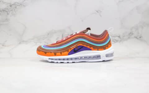 耐克Nike Air Max 97子弹头气垫鞋纯原版本冰淇淋圣代棕色奶油巧克力手绘创意配色内置真全掌气垫 货号：921826-101