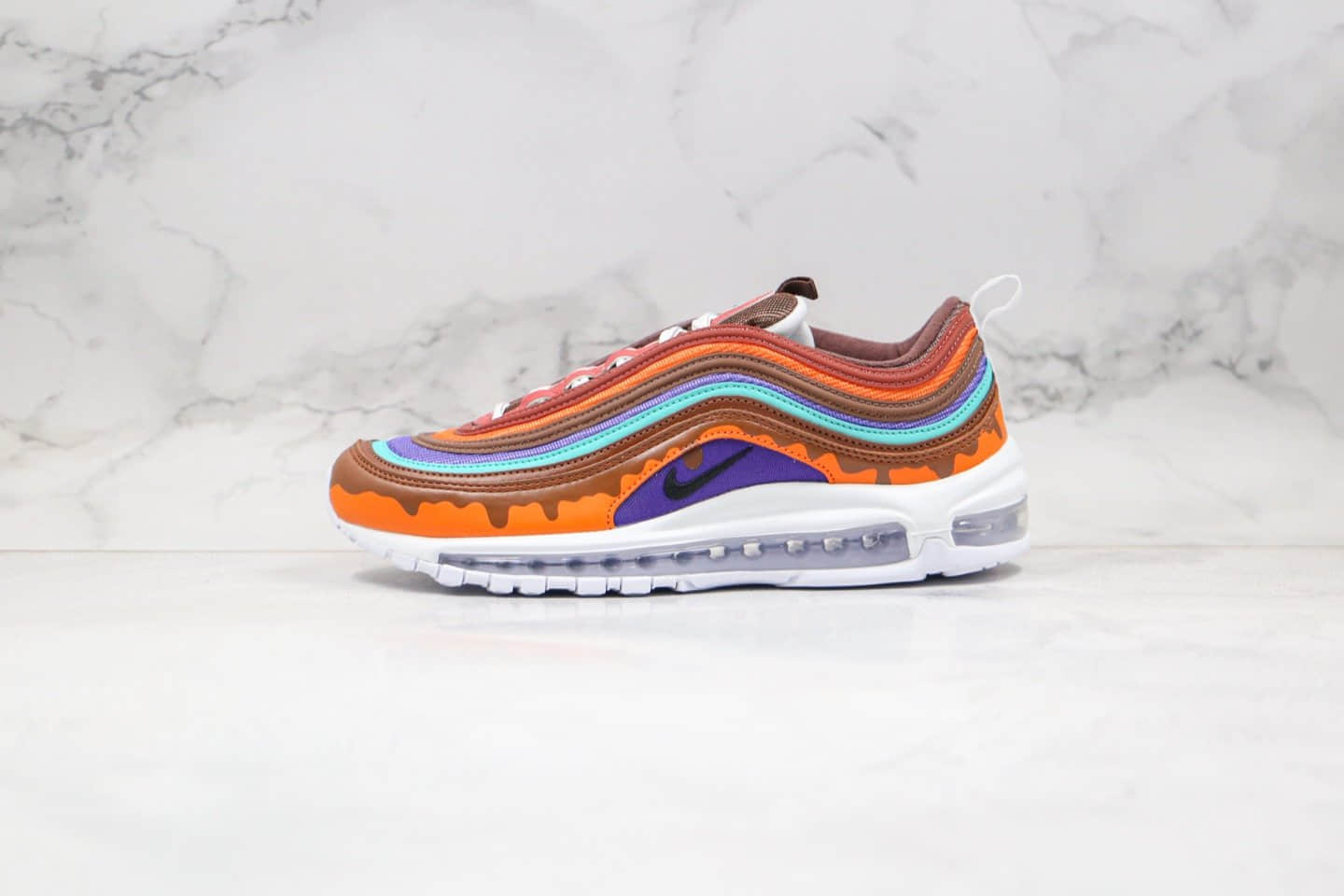 耐克Nike Air Max 97子弹头气垫鞋纯原版本冰淇淋圣代棕色奶油巧克力手绘创意配色内置真全掌气垫 货号：921826-101