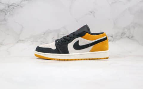 乔丹Air Jordan 1 Low University Gold纯原版本低帮AJ1黑黄脚趾麂皮内置气垫正确鞋面麂皮材质 货号：553558-127