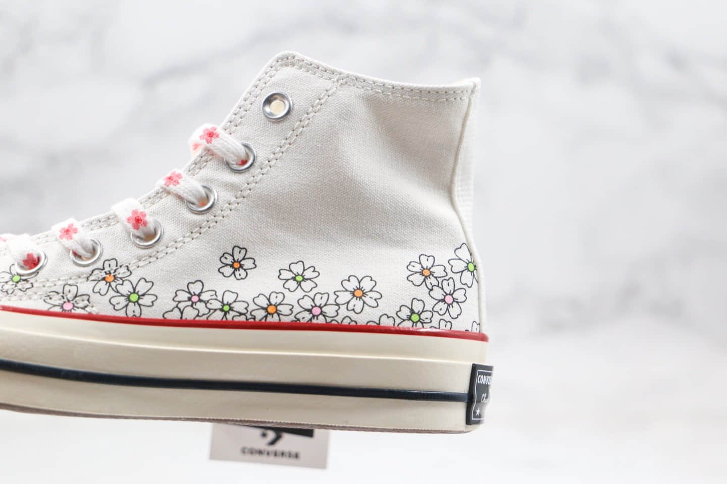 匡威CONVERSE Chuck 70S公司级版本高帮樱花花卉碎花小雏菊配色硫化帆布鞋正确双围条硫化蓝底