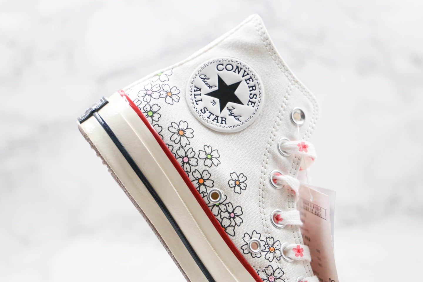 匡威CONVERSE Chuck 70S公司级版本高帮樱花花卉碎花小雏菊配色硫化帆布鞋正确双围条硫化蓝底