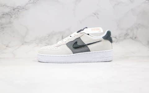 耐克Nike Air Force 1 LV8 1 Fresh Air GS纯原版本低帮空军一号编织格子勾白铁灰黑色内置Sole气垫 货号：CJ4093-100