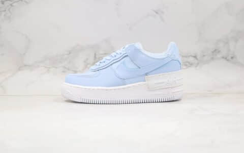 耐克Nike Air Force 1 Shadow纯原版本空军一号马卡龙增高板鞋浅蓝色区别市面通货 货号：CV3020-400