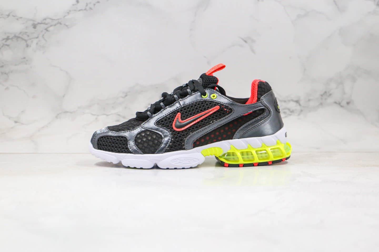 耐克Nike Air Zoom Spiridon Caged 2 x Stussy纯原版本斯图西联名款斯皮里东牢笼2代乌金闪银原盒原标 货号：CD3613-002