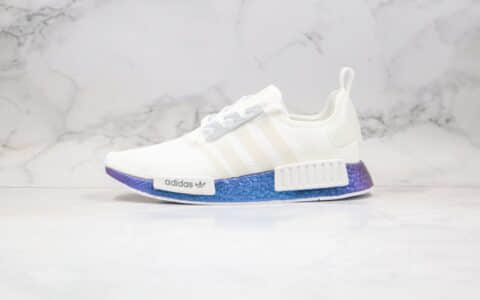 阿迪达斯Adidas NMD_R1纯原版本爆米花跑鞋炫彩白蓝紫色原鞋开模一比一打造 货号：FV5344