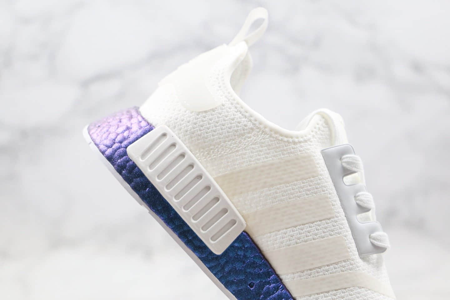 阿迪达斯Adidas NMD_R1纯原版本爆米花跑鞋炫彩白蓝紫色原鞋开模一比一打造 货号：FV5344