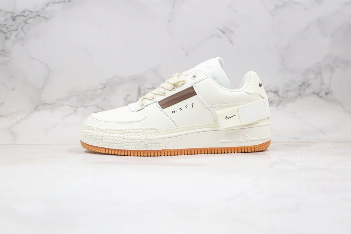 耐克Nike Air Force 1-TYPE1 N.354纯原版本低帮空军一号解构米白拼接配色内置气垫原盒原标 货号：CJ1281-100