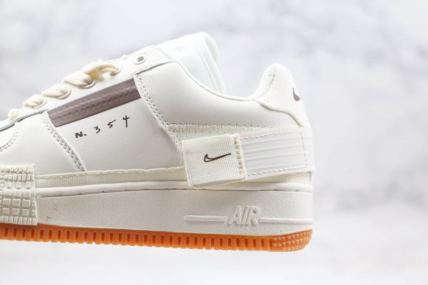 耐克Nike Air Force 1-TYPE1 N.354纯原版本低帮空军一号解构米白拼接配色内置气垫原盒原标 货号：CJ1281-100