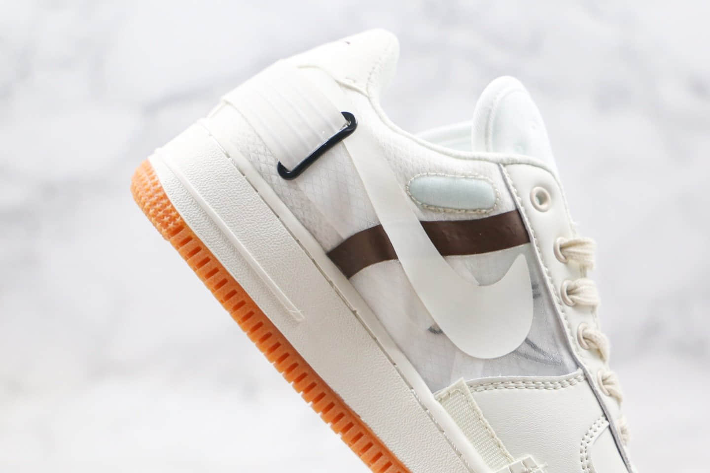 耐克Nike Air Force 1-TYPE1 N.354纯原版本低帮空军一号解构米白拼接配色内置气垫原盒原标 货号：CJ1281-100