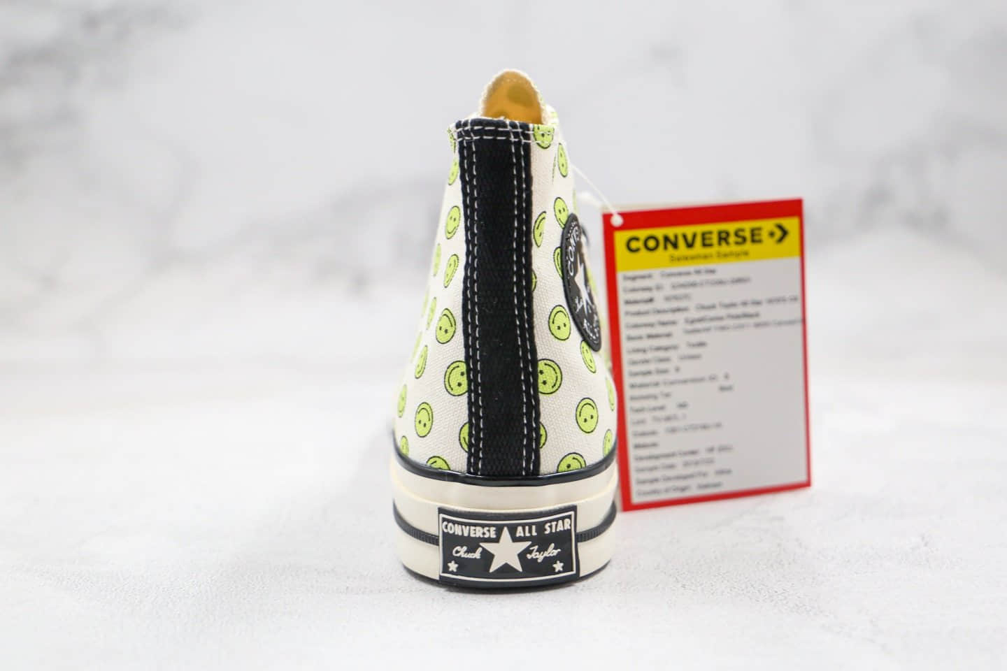 匡威Converse Chuck 70 Happy Camper公司级版本高帮帆布鞋黄绿笑脸印花原厂硫化蓝底 货号：167637C