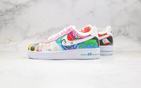 耐克Ruohan Wang x Nike Air Force 1 Low（2020）纯原版本插画师联名款自然循环彩绘涂鸦配色低帮空军一号内置气垫原盒原标 货号：CZ3990-900