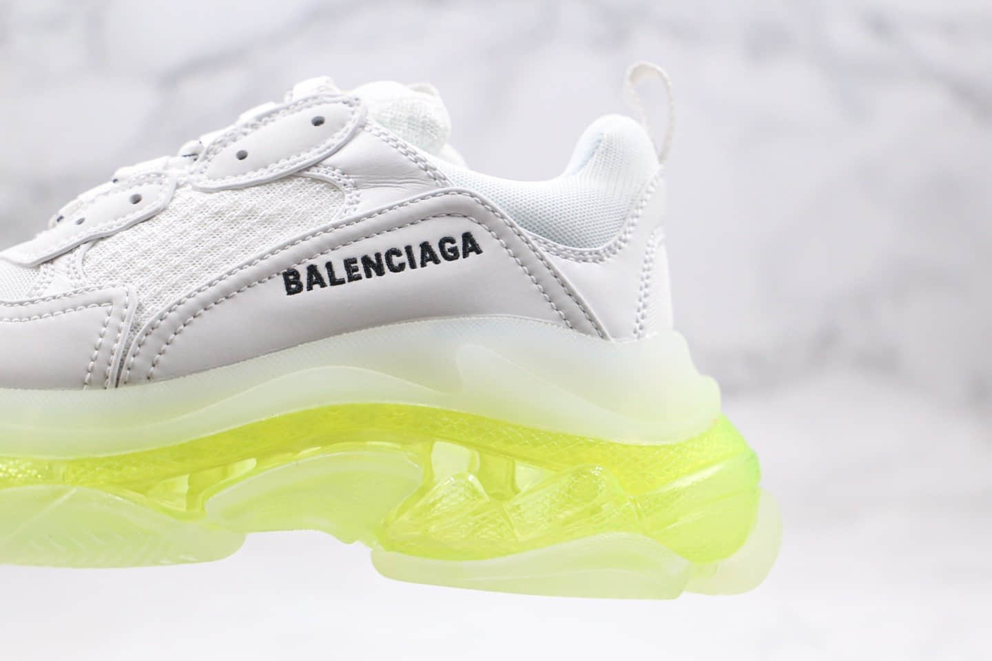 巴黎世家Balenciaga Triple S纯原版本三代气垫水晶底荧光白气垫原档案数据开发原盒配件齐全