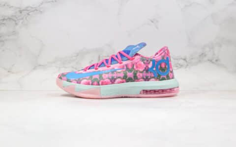 耐克Nike Zoom KD VI EP SJX纯原版本杜兰特6代实战篮球鞋蓝粉色花卉配色内置气垫支持实战 货号：618216-600