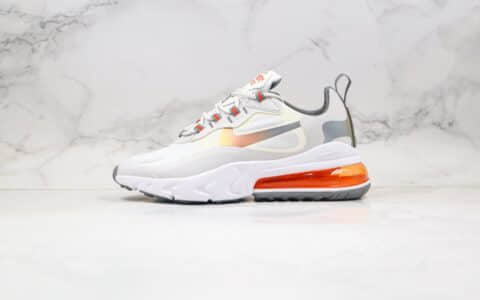 耐克Nike Air Max 270 React纯原版本半掌气垫Max270气垫鞋炫彩米白灰金渐变色原鞋开模一比一打造 货号：CD6615-100