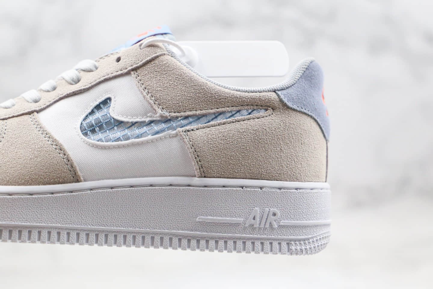 耐克Nike Air Force 1 07 LV8 Indigo Fog纯原版本低帮空军一号编织格子勾米白蓝色靛蓝色雾内置气垫 货号：CK4383-001