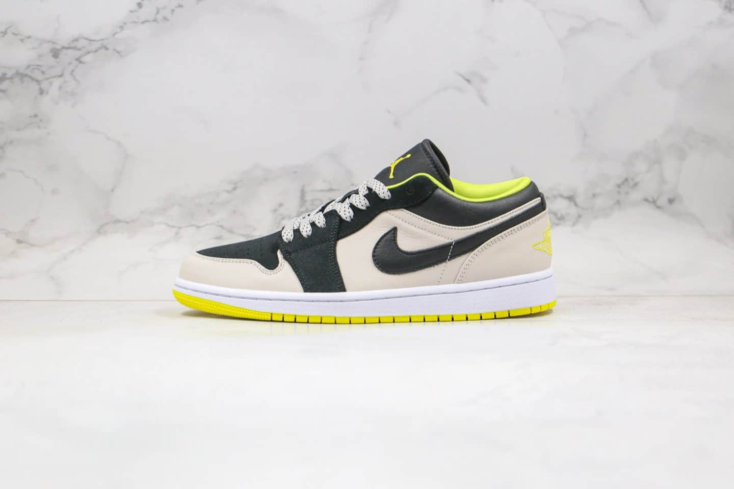 乔丹Air Jordan 1 Low Venom Green纯原版本低帮AJ1黑灰绿色内置气垫正确后跟定型 货号：553558-009