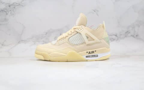 乔丹Off-White™ x Air Jordan AJ4 Retro Cream Sail纯原版本蝉翼OW联名款米白色AJ4内置气垫原楦头纸板打造 货号：CV9388-100