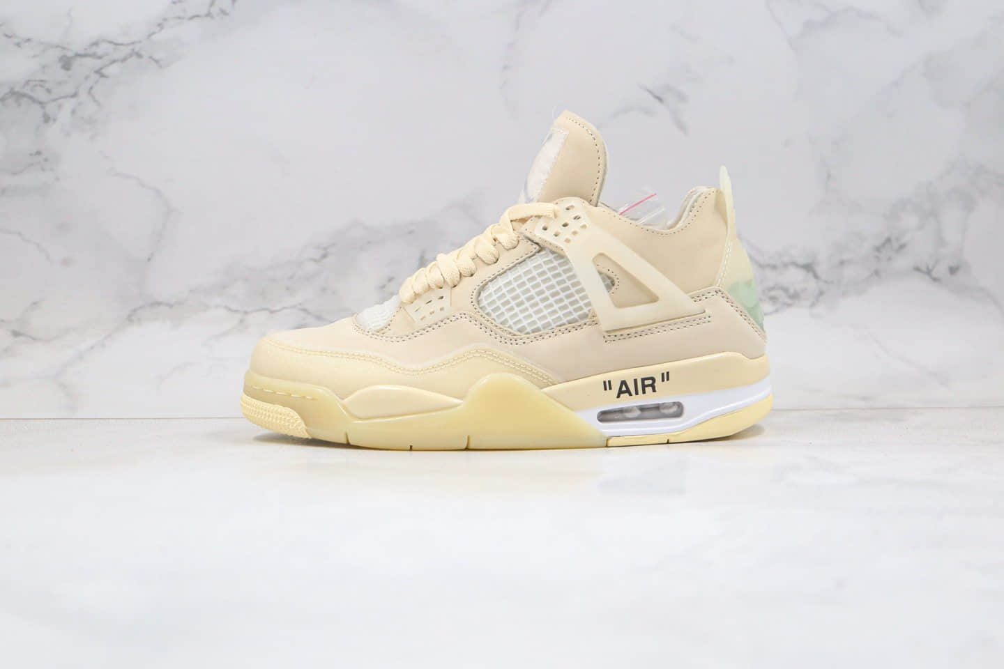 乔丹Off-White™ x Air Jordan AJ4 Retro Cream Sail纯原版本蝉翼OW联名款米白色AJ4内置气垫原楦头纸板打造 货号：CV9388-100