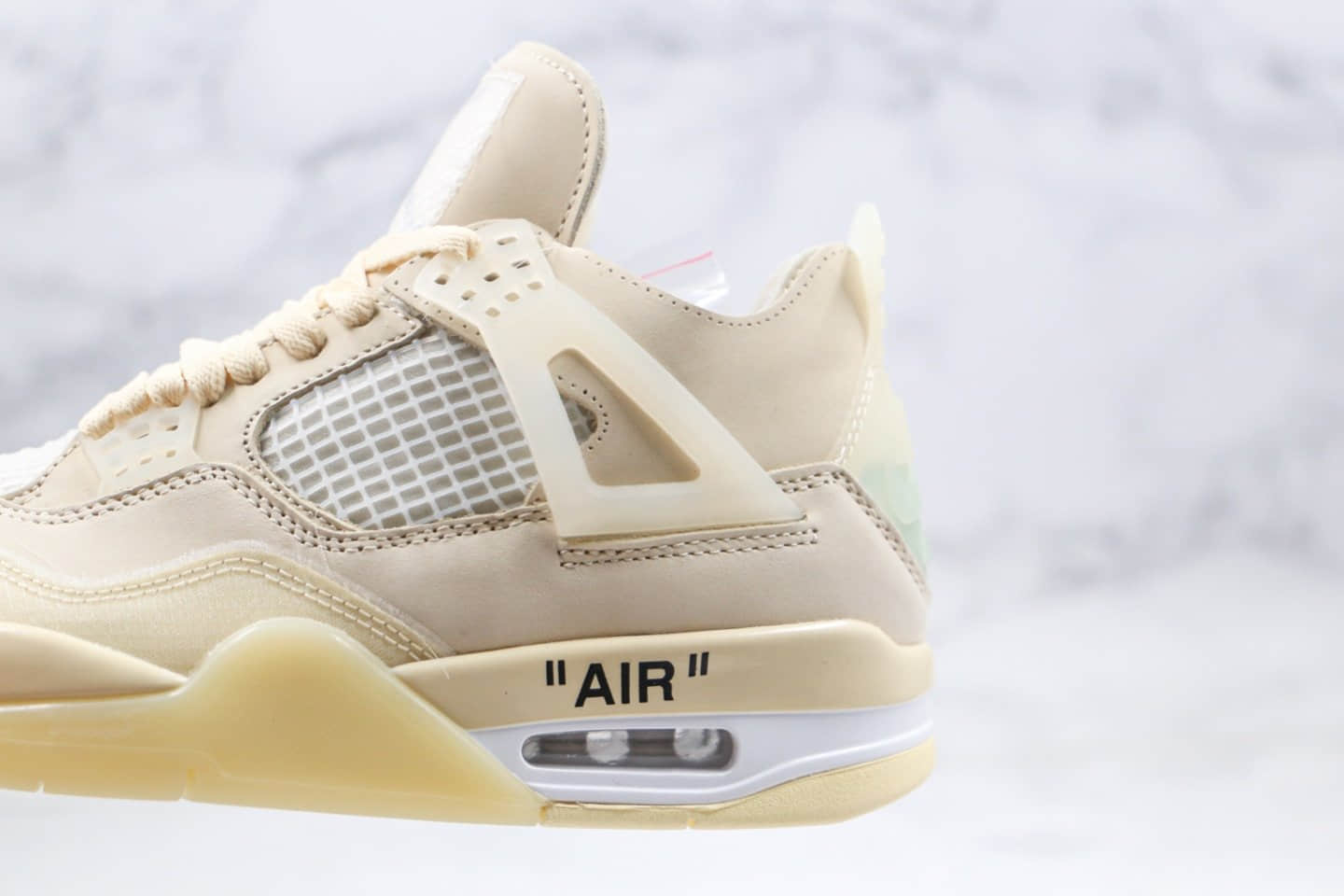 乔丹Off-White™ x Air Jordan AJ4 Retro Cream Sail纯原版本蝉翼OW联名款米白色AJ4内置气垫原楦头纸板打造 货号：CV9388-100