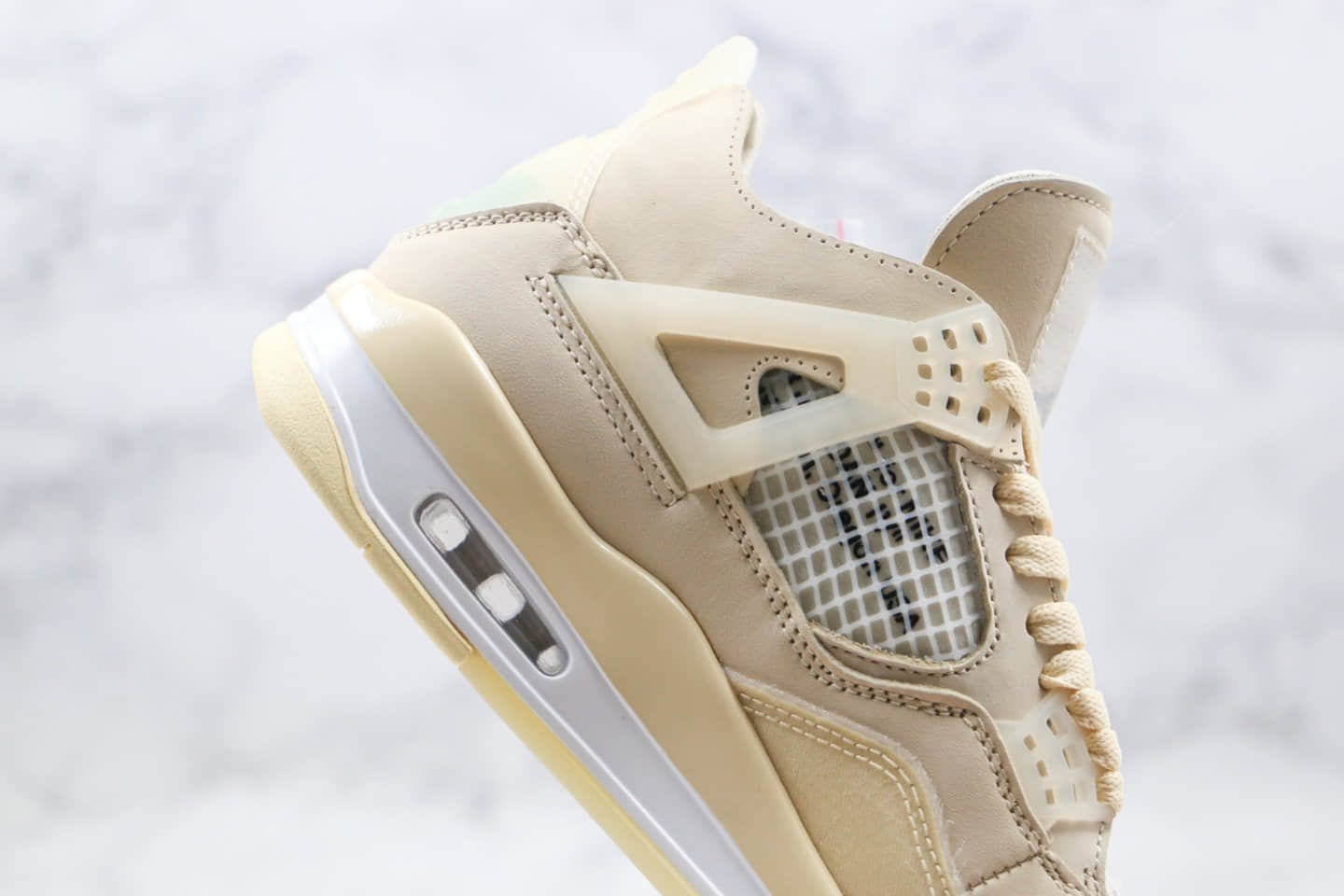 乔丹Off-White™ x Air Jordan AJ4 Retro Cream Sail纯原版本蝉翼OW联名款米白色AJ4内置气垫原楦头纸板打造 货号：CV9388-100