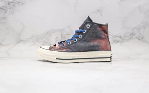 匡威Converse Chunk Taylor 1970s公司级版本高帮渐变蓝色鞋带棕色扎染低地狱之火帆布鞋原盒原标