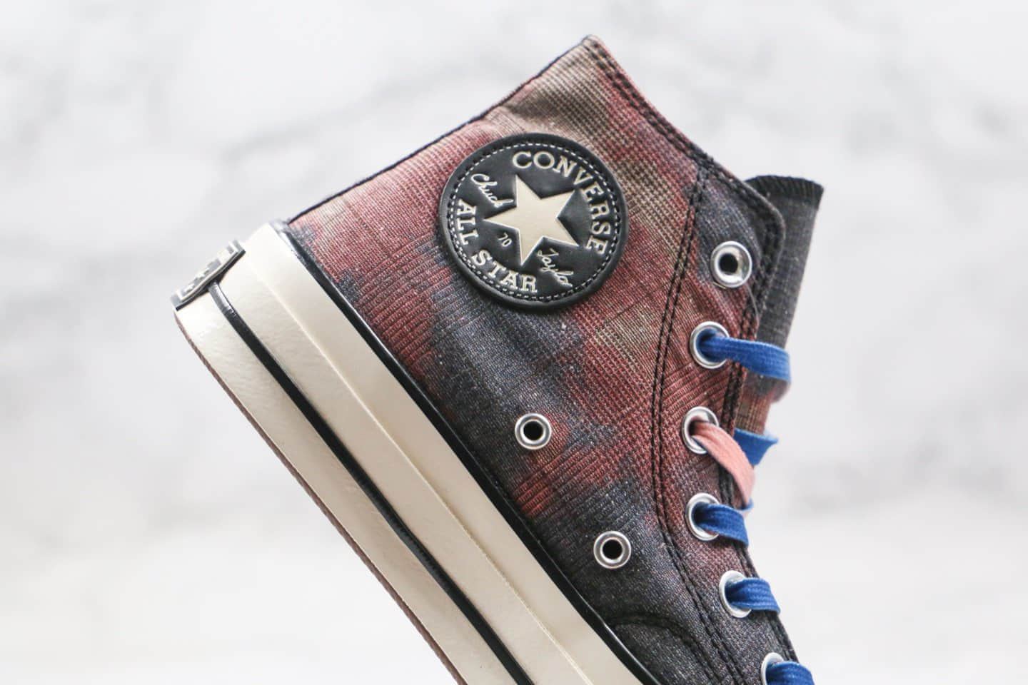 匡威Converse Chunk Taylor 1970s公司级版本高帮渐变蓝色鞋带棕色扎染低地狱之火帆布鞋原盒原标