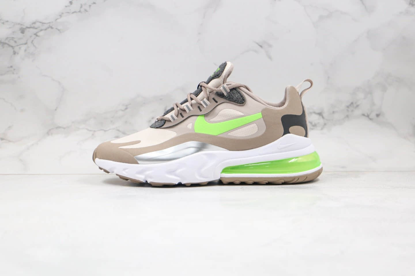 耐克Nike Air Max 270 Nike React纯原版本高桥盾网纱系列半掌气垫Max270灰绿色内置真小潘气垫 货号：CQ4598-231