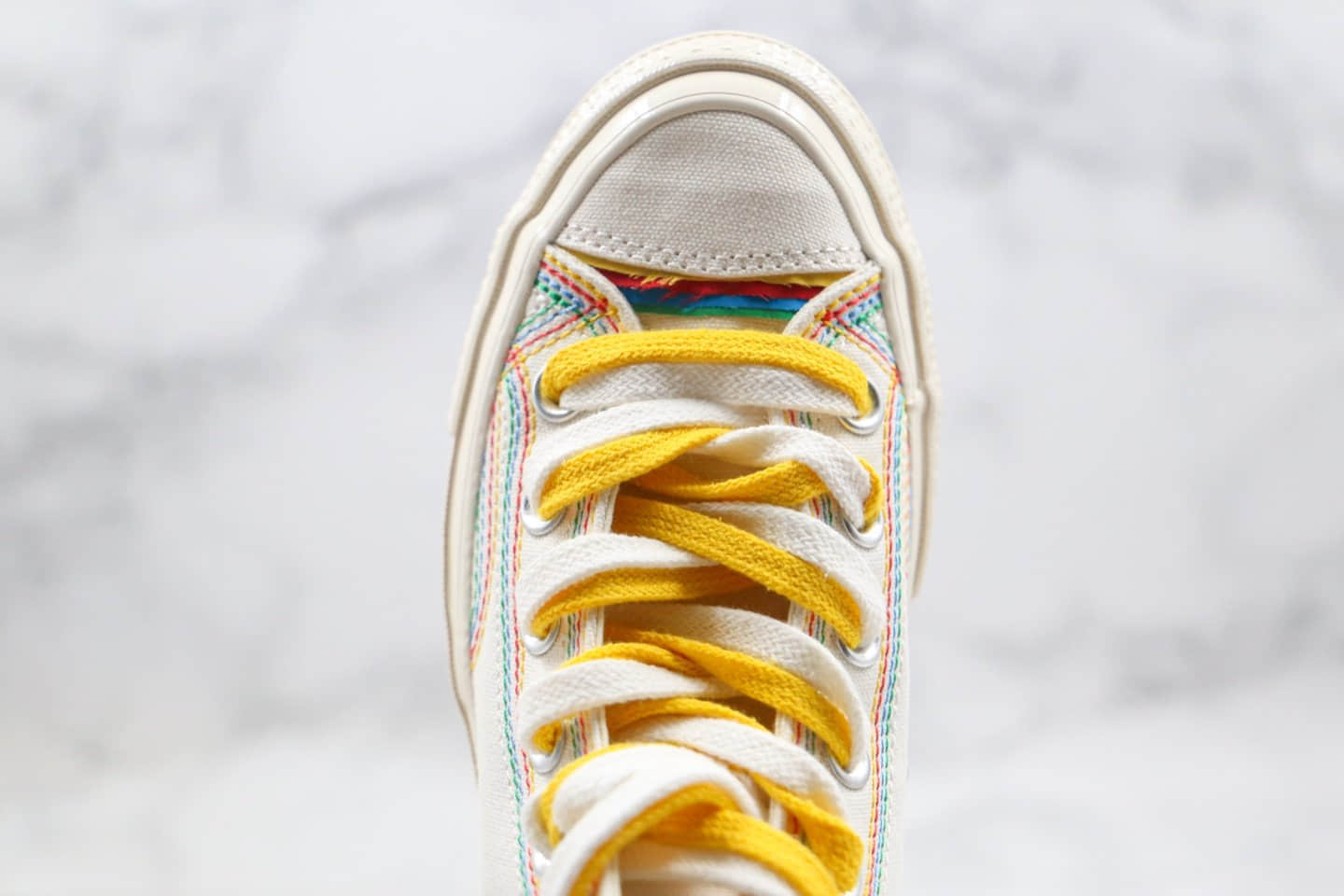 匡威Converse chuck 1970s公司级版本高帮彩虹线条奶白色硫化帆布鞋原盒原标原鞋开模一比一打造 货号：169047C