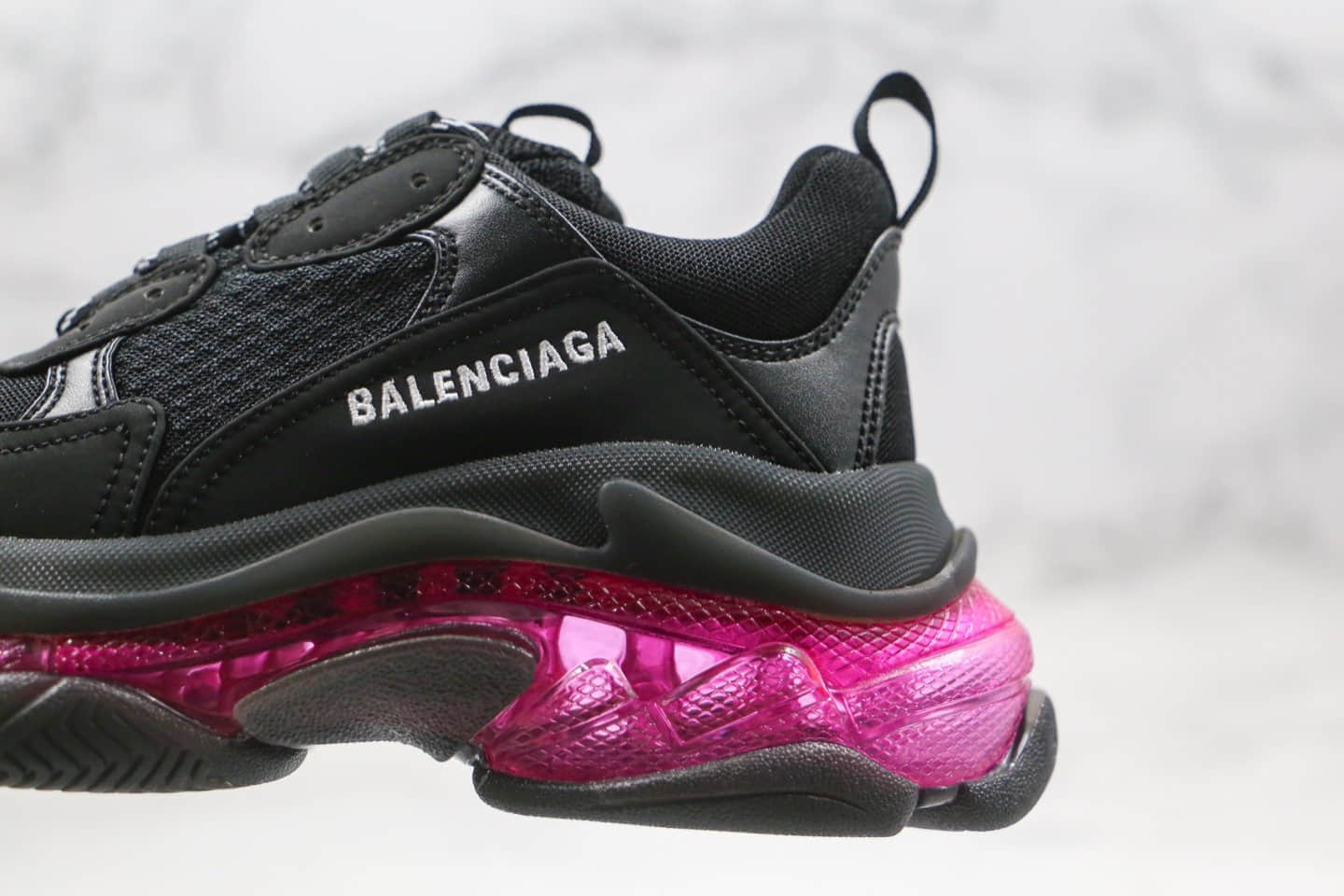 巴黎世家Balenciaga Triple S纯原版本三代气垫鞋黑紫色正确八层组合大底原档案数据开发