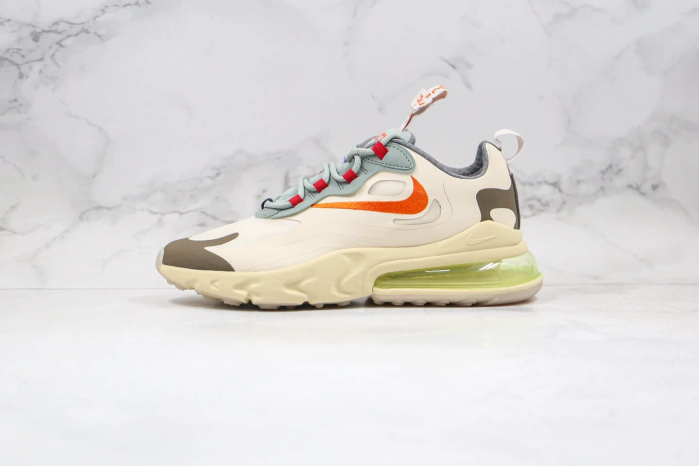 耐克Travis Scott x Nike Air Max 270 React纯原版本TS联名气垫跑鞋淡奶油倒钩原楦开发 货号：CV2414-200